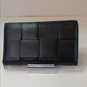 Bottega Veneta Dark Green Intrecciato Zip Wallet